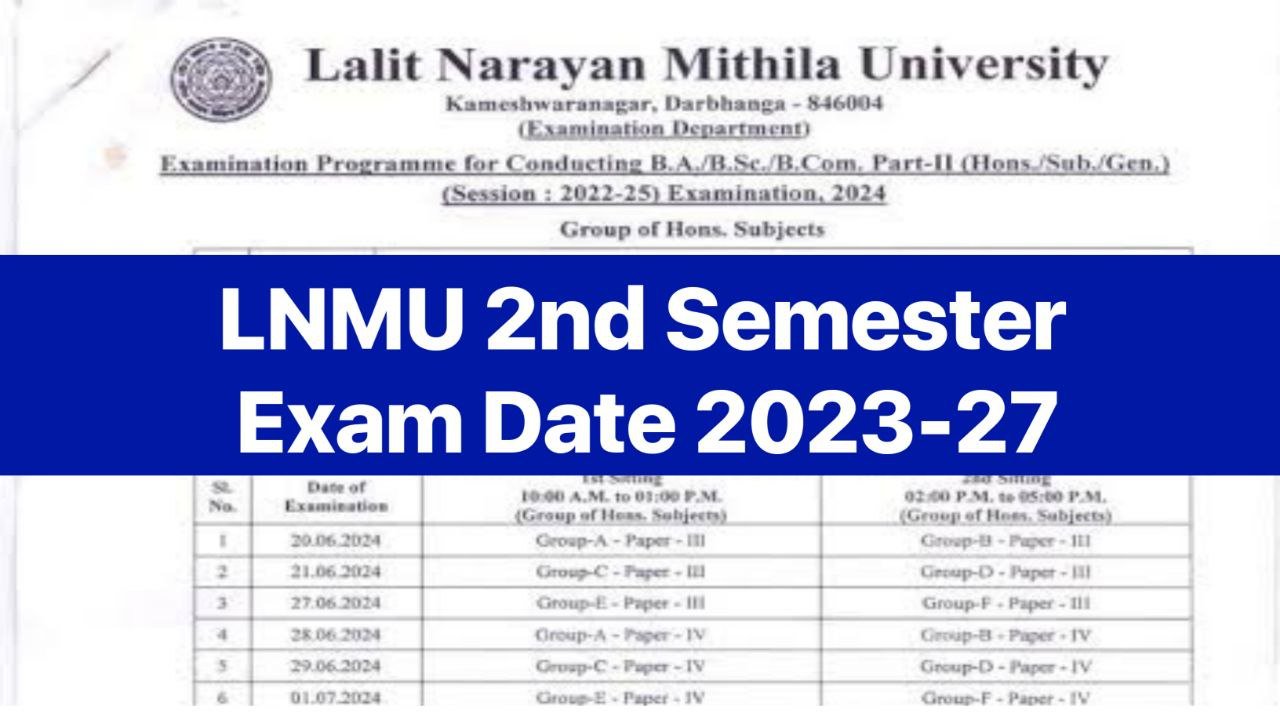 LNMU 2nd Semester Exam Date OUT : जारी हुई एलएनएमयू सेकंड सेमेस्टर सेशन 2023 27 की परीक्षा तिथि